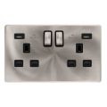 Brushed Steel Black Inserts- Screwless - Scolmore Click