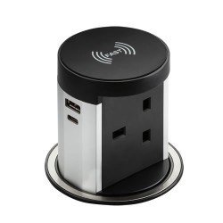 Knightsbridge 13Amp Pop Up Socket With 10Watt Wireless Charger And Dual USB A+C (12V DC 1.5A) Max 30Watt SK0016