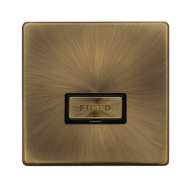 Scolmore Click Definity Complete SFAB753BK 13 Amp Ingot Fused Connection Unit With Neon Antique Brass Screwless Black Insert