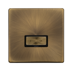 Scolmore Click Definity Complete SFAB753BK 13 Amp Ingot Fused Connection Unit With Neon Antique Brass Screwless Black Insert