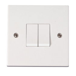 Scolmore Click Polar PRW012 10A 2 Gang 2 Way Light Switch White