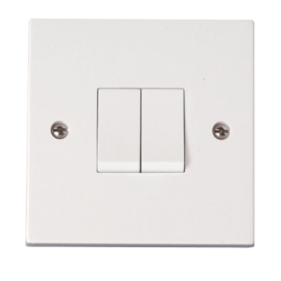 Scolmore Click Polar PRW012 10A 2 Gang 2 Way Light Switch White
