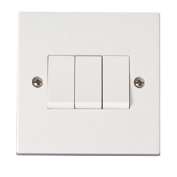Scolmore Polar PRW013 10AX 3 Gang 2 Way Plate Switch