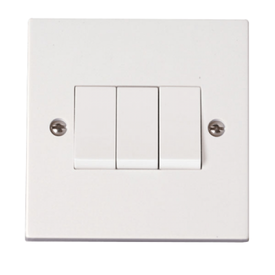 Scolmore Polar PRW013 10AX 3 Gang 2 Way Plate Switch