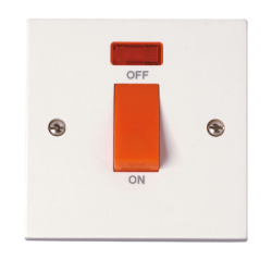 Scolmore Polar PRW201 1G Cooker Switch with Neon 45Amp White