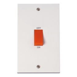 Scolmore Polar PRW202 2G Cooker Switch Vertical 45Amp White