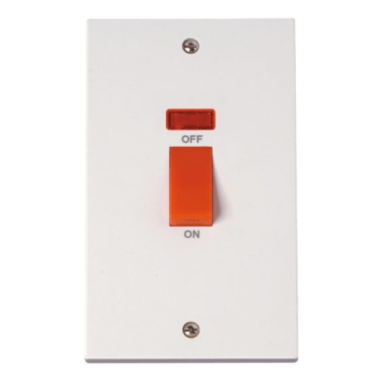 Scolmore Polar PRW203 2G Cooker Switch With Neon 45Amp White