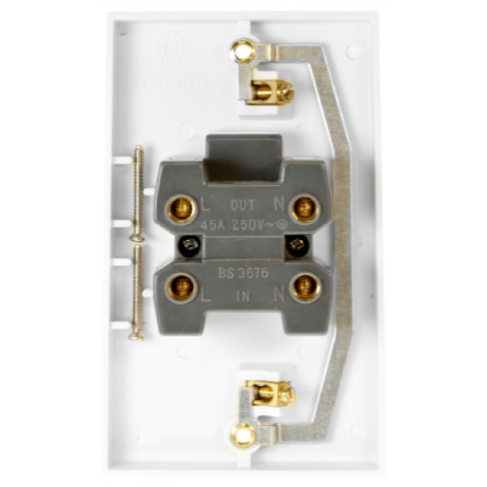 Scolmore Polar PRW203 2G Cooker Switch With Neon 45Amp White