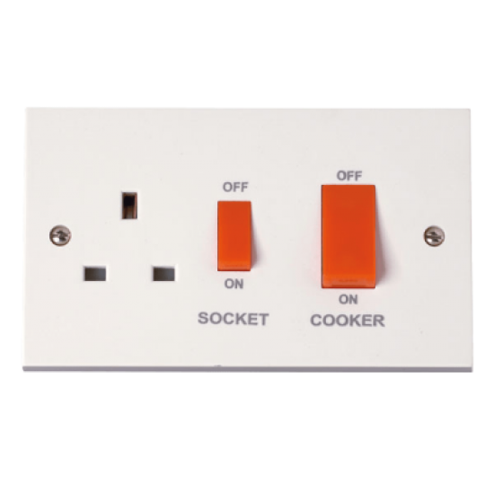 Scolmore Polar PRW204 45A Cooker Control Unit & 13A Socket White