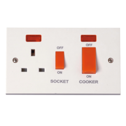 Scolmore Polar PRW205 45Amp Cooker Control Unit &13A Socket+Neon White