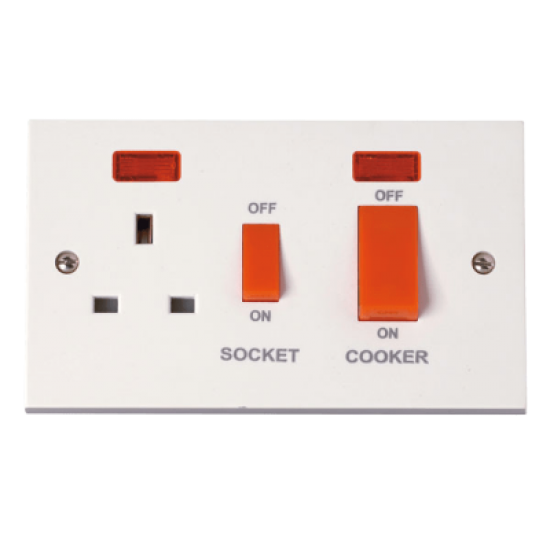 Scolmore Polar PRW205 45Amp Cooker Control Unit &13A Socket+Neon White
