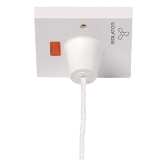 Scolmore Polar PRW208 Fan Isolator Ceiling Pull Switch 3Pole 10Amp White