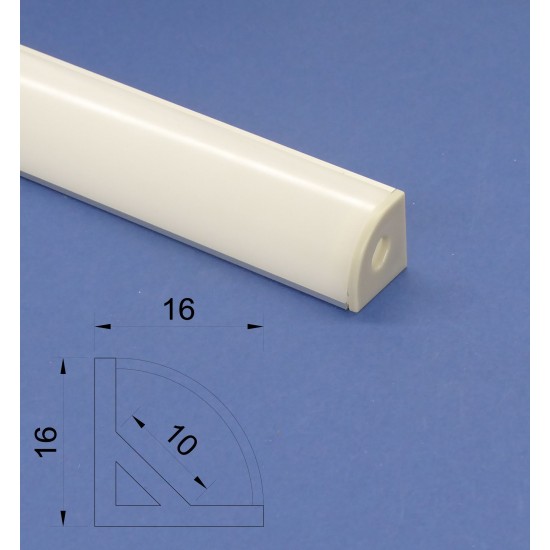2 Meter Corner Profile With Opal Clip In Lid
