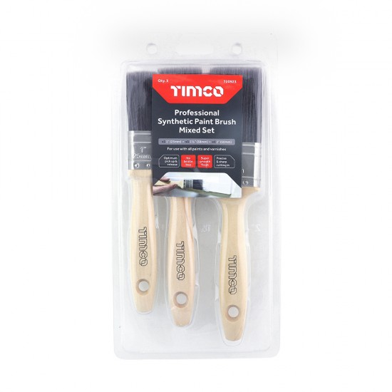 Timco 720923 Professional Synthetic Paint Brush Set Of 3