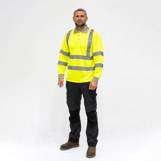 Hi-Vis Polo L/SLEEVE Yellow_Large