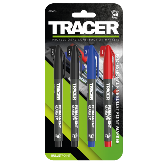 Tracer 4 x permanent markers Black, Red, Blue