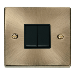 VPAB012BK Deco 2 Gang 2 Way 10AX Switch - Black
