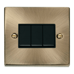 VPAB013BK Deco 3 Gang 2 Way 10AX Switch - Black