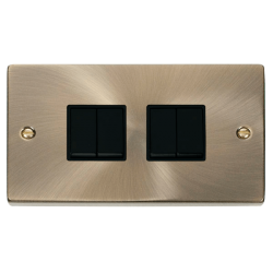 VPAB019BK Deco 4 Gang 2 Way 10AX Switch - Black
