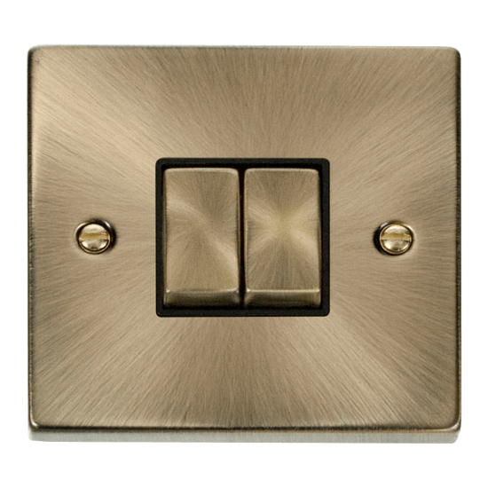 VPAB412BK Deco 2 Gang 2 Way 'Ingot' 10AX Switch -