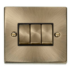 VPAB413BK Deco 3 Gang 2 Way 'Ingot' 10AX Switch -