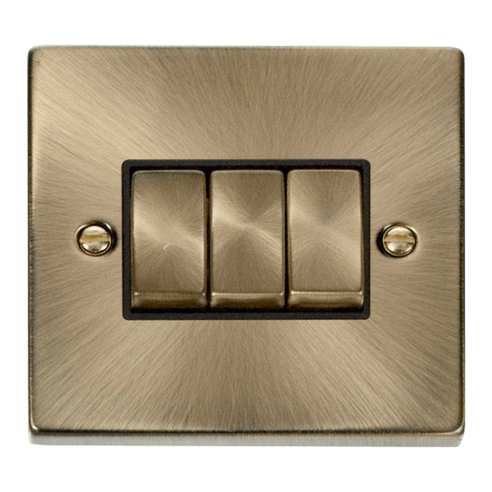 VPAB413BK Deco 3 Gang 2 Way 'Ingot' 10AX Switch -