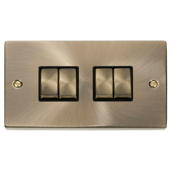 VPAB414BK Deco 4 Gang 2 Way 'Ingot' 10AX Switch -