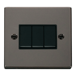 VPBN013BK Deco 3 Gang 2 Way 10AX Switch - Black