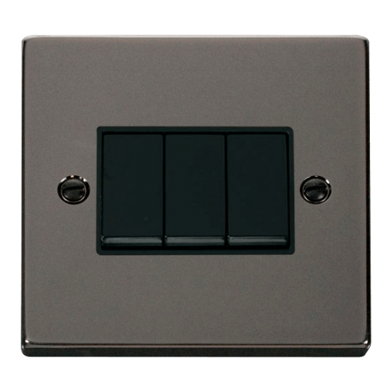 VPBN013BK Deco 3 Gang 2 Way 10AX Switch - Black