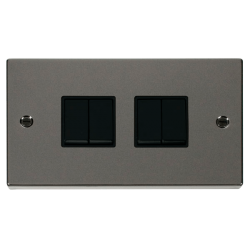 VPBN019BK Deco 4 Gang 2 Way 10AX Switch - Black