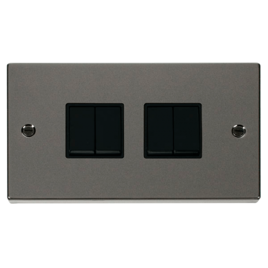 VPBN019BK Deco 4 Gang 2 Way 10AX Switch - Black