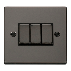 VPBN413BK Deco 3 Gang 2 Way 'Ingot' 10AX Switch -