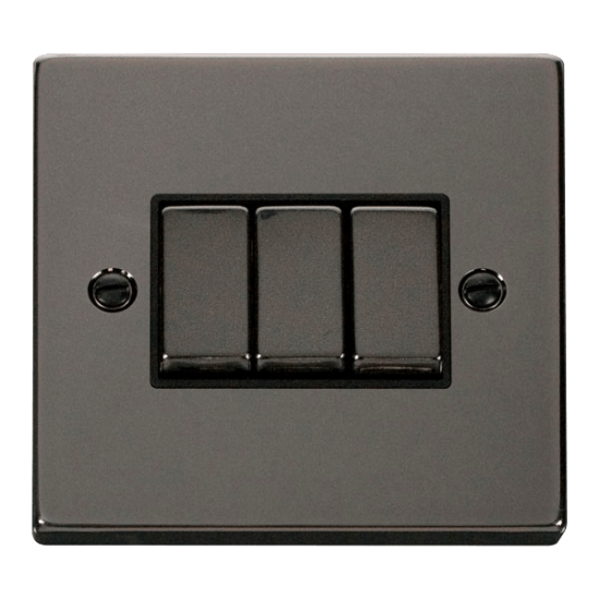 VPBN413BK Deco 3 Gang 2 Way 'Ingot' 10AX Switch -