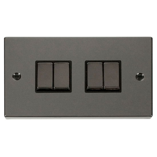 VPBN414BK Deco 4 Gang 2 Way 'Ingot' 10AX Switch -