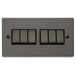 VPBN416BK Deco 6 Gang 2 Way 'Ingot' 10AX Switch -