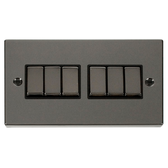VPBN416BK Deco 6 Gang 2 Way 'Ingot' 10AX Switch -