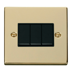 VPBR013BK Deco 3 Gang 2 Way 10AX Switch - Black