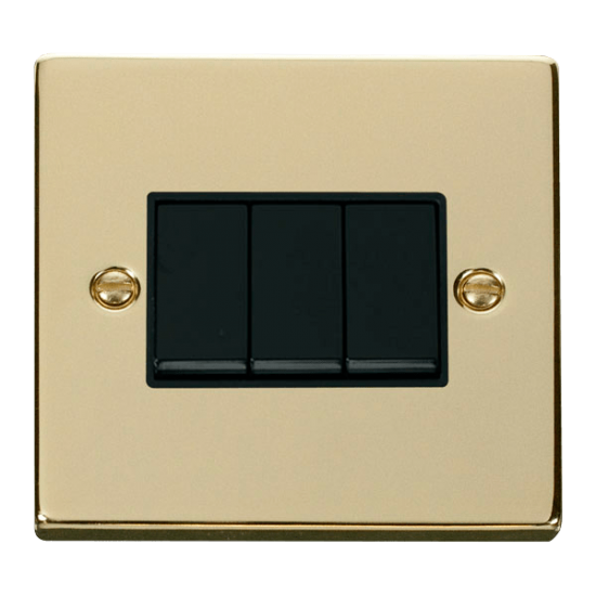 VPBR013BK Deco 3 Gang 2 Way 10AX Switch - Black