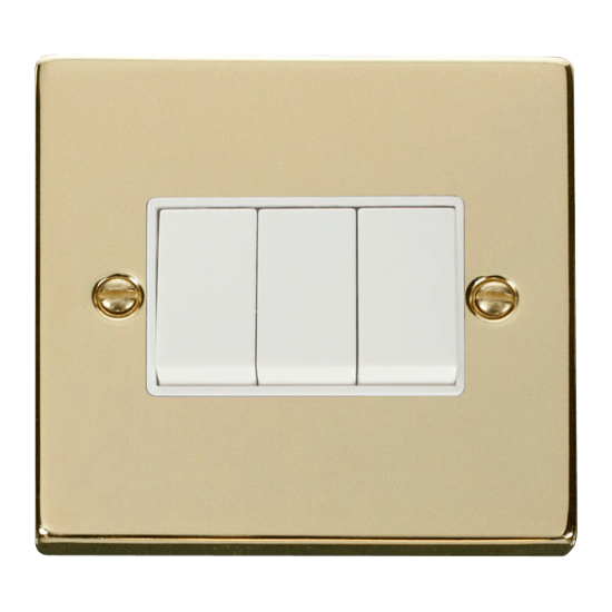 VPBR013WH Deco 3 Gang 2 Way 10AX Switch - White