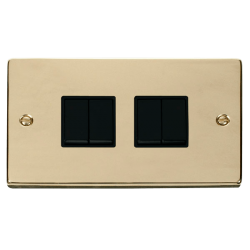VPBR019BK Deco 4 Gang 2 Way 10AX Switch - Black