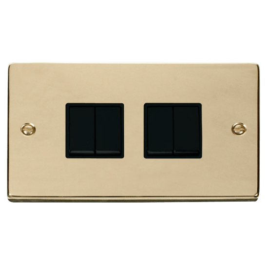 VPBR019BK Deco 4 Gang 2 Way 10AX Switch - Black