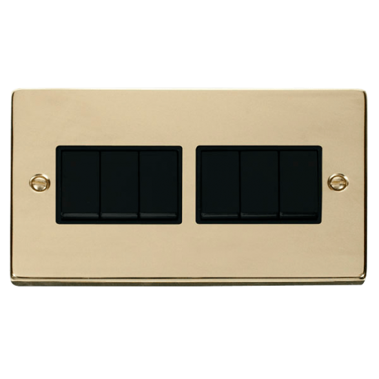 VPBR105BK Deco 6 Gang 2 Way 10AX Switch - Black
