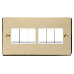 VPBR105WH Deco 6 Gang 2 Way 10AX Switch - White