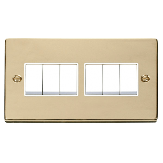 VPBR105WH Deco 6 Gang 2 Way 10AX Switch - White