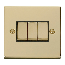 VPBR413BK Deco 3 Gang 2 Way 'Ingot' 10AX Switch -