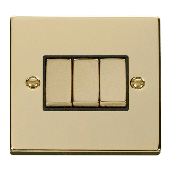 VPBR413BK Deco 3 Gang 2 Way 'Ingot' 10AX Switch -