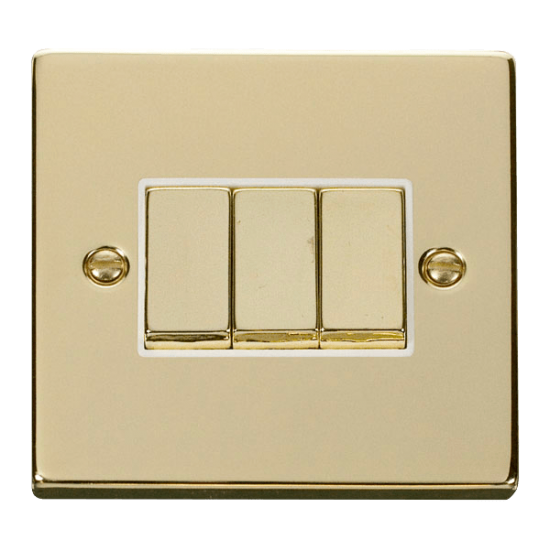 VPBR413WH Deco 3 Gang 2 Way 'Ingot' 10AX Switch -