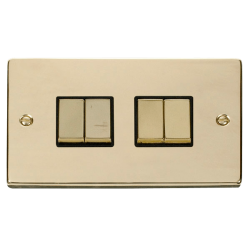 VPBR414BK Deco 4 Gang 2 Way 'Ingot' 10AX Switch -