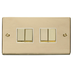 VPBR414WH Deco 4 Gang 2 Way 'Ingot' 10AX Switch -