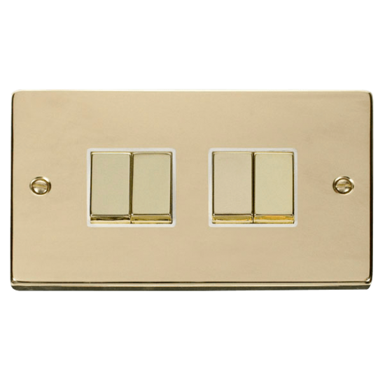 VPBR414WH Deco 4 Gang 2 Way 'Ingot' 10AX Switch -